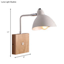 GobekUsa Contemporary Metal Wall Lamp - White Wall Light Sconce with Square Wooden Backplate