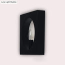 GobekUsa Contemporary Metal Wall Sconce Lamp with Squared/Rounded Shade - 1-Light Bathroom Lighting in Black/White