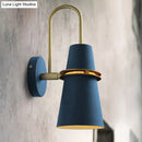 GobekUsa Contemporary Metallic Flared Wall Sconce Light with Curved Arm - Blue/Black 1 Head Wall Mount Lamp Fixture