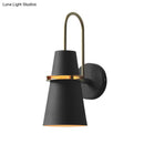 GobekUsa Contemporary Metallic Flared Wall Sconce Light with Curved Arm - Blue/Black 1 Head Wall Mount Lamp Fixture