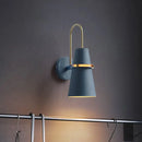 GobekUsa Contemporary Metallic Flared Wall Sconce Light with Curved Arm - Blue/Black 1 Head Wall Mount Lamp Fixture