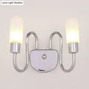 GobekUsa Contemporary Milk Glass Pill Sconce with Chrome LED Flush Mount - 2/3 Lights