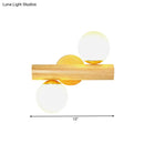 GobekUsa Contemporary Milk Glass Wall Lamp with Wooden Base - 2 Lights in White for Bathroom