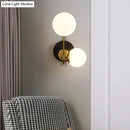 GobekUsa Contemporary Milky Glass Wall Sconce Light - 2 Bulbs, Black & Gold