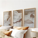 Wabi Sabi Line Art Set of 3 Prints. Earth Tones Landscape by Wall Art Set