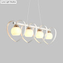 GobekUsa Contemporary Opal Glass Island Lighting - 3/4 Lights White/Black Hanging Ceiling Lamp with Heart Frame