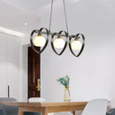GobekUsa Contemporary Opal Glass Island Lighting - 3/4 Lights White/Black Hanging Ceiling Lamp with Heart Frame