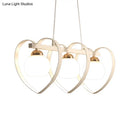 GobekUsa Contemporary Opal Glass Island Lighting - 3/4 Lights White/Black Hanging Ceiling Lamp with Heart Frame