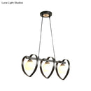 GobekUsa Contemporary Opal Glass Island Lighting - 3/4 Lights White/Black Hanging Ceiling Lamp with Heart Frame