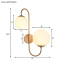 GobekUsa Contemporary Opal Glass Wall Sconce Light - Gold Mount - 2 Lights