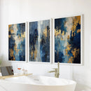 Elegant Navy and Gold Art Set of 3. Contemporary Abstract Prints by Wall Art Set