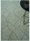 Contemporary Pattern Brown And Ivory Hand Tufted 8x10 Wool Rug