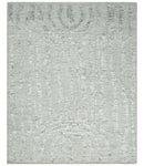 Contemporary Pattern Hand knotted High Low Ivory and Charcoal 8x10 wool Area Rug by The Rug Decor
