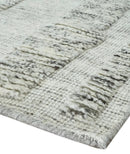 Contemporary Pattern Hand knotted High Low Ivory and Charcoal 8x10 wool Area Rug by The Rug Decor
