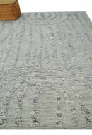 Contemporary Pattern Hand knotted High Low Ivory and Charcoal 8x10 wool Area Rug by The Rug Decor