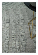 Contemporary Pattern Hand knotted High Low Ivory and Charcoal 8x10 wool Area Rug by The Rug Decor