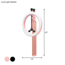 GobekUsa Contemporary LED Fill Light - Metallic Circular Mirror Lamp in Black/Pink with Tripod Design