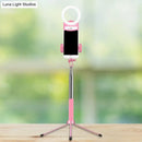GobekUsa Contemporary Pink Metal Mobile Phone Holder with Ring Make-Up Lamp and LED Fill Flush Light