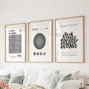 Black White Kusama, Matisse, Bauhaus Posters. Art Set of 3 by Wall Art Set