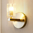GobekUsa Contemporary Prismatic Crystal Cylinder Sconce Light - Brass Wall Mount