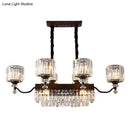 GobekUsa Contemporary Prismatic Crystal 9-Bulb Black Cylinder Pendant Light for Restaurants