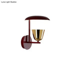GobekUsa Contemporary Black Wall Sconce with Metallic Disc Shade and Brass Bowl - Bedroom Light Fixture