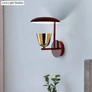 GobekUsa Contemporary Black Wall Sconce with Metallic Disc Shade and Brass Bowl - Bedroom Light Fixture