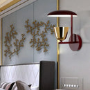 GobekUsa Contemporary Black Wall Sconce with Metallic Disc Shade and Brass Bowl - Bedroom Light Fixture