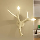 GobekUsa Contemporary Resin Antler Wall Sconce - 2 Lights, White - Ideal for Restaurants
