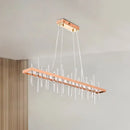 GobekUsa Contemporary LED Island Light with Crystal Rod - Rose Gold Finish