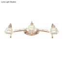 GobekUsa Contemporary Rose Gold Wall Vanity Light with Crystal Shade - 2/3 Bulbs