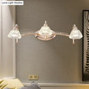 GobekUsa Contemporary Rose Gold Wall Vanity Light with Crystal Shade - 2/3 Bulbs