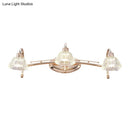 GobekUsa Contemporary Rose Gold Wall Vanity Light with Crystal Shade - 2/3 Bulbs