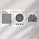 Black White Kusama, Matisse, Bauhaus Posters. Art Set of 3 by Wall Art Set