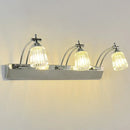 GobekUsa Contemporary Crystal Vanity Light - Fluted Clear Crystal Shades, Silver Finish, 3 Heads, Warm/White Light