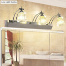 GobekUsa Contemporary Crystal Vanity Light - Fluted Clear Crystal Shades, Silver Finish, 3 Heads, Warm/White Light