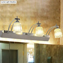 GobekUsa Contemporary Crystal Vanity Light - Fluted Clear Crystal Shades, Silver Finish, 3 Heads, Warm/White Light