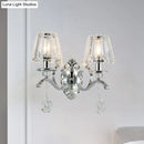 GobekUsa Contemporary Crystal Conical Wall Sconce - 2-Light Silver Lighting for Living Room