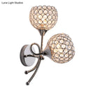 GobekUsa Contemporary Crystal Dome Sconce with Dual Heads - Wall Mounted Silver Light Fixture