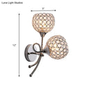 GobekUsa Contemporary Crystal Dome Sconce with Dual Heads - Wall Mounted Silver Light Fixture