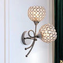 GobekUsa Contemporary Crystal Dome Sconce with Dual Heads - Wall Mounted Silver Light Fixture