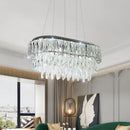 GobekUsa Contemporary Silver Oval Crystal Drip Pendant Light - 11 Bulbs, Ideal for Guest Rooms and Islands