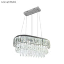 GobekUsa Contemporary Silver Oval Crystal Drip Pendant Light - 11 Bulbs, Ideal for Guest Rooms and Islands