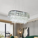 GobekUsa Contemporary Silver Oval Crystal Drip Pendant Light - 11 Bulbs, Ideal for Guest Rooms and Islands