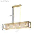GobekUsa Contemporary Cuboid Island Pendant Chandelier with Crystal Drops