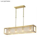 GobekUsa Contemporary Cuboid Island Pendant Chandelier with Crystal Drops