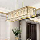 GobekUsa Contemporary Cuboid Island Pendant Chandelier with Crystal Drops
