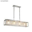 GobekUsa Contemporary Cuboid Island Pendant Chandelier with Crystal Drops