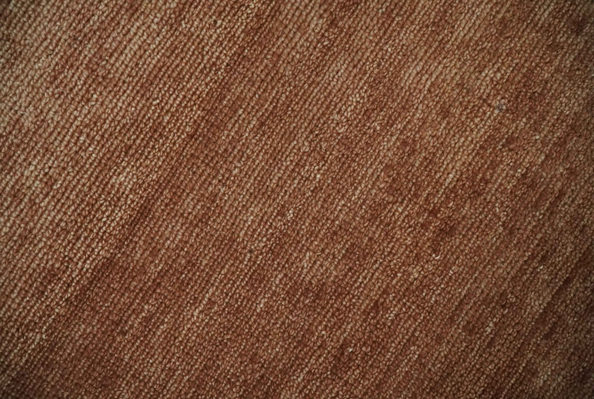 Brick Red Hand Knotted Wool Area Rug - Solid Contemporary Style, photo 4 of 10