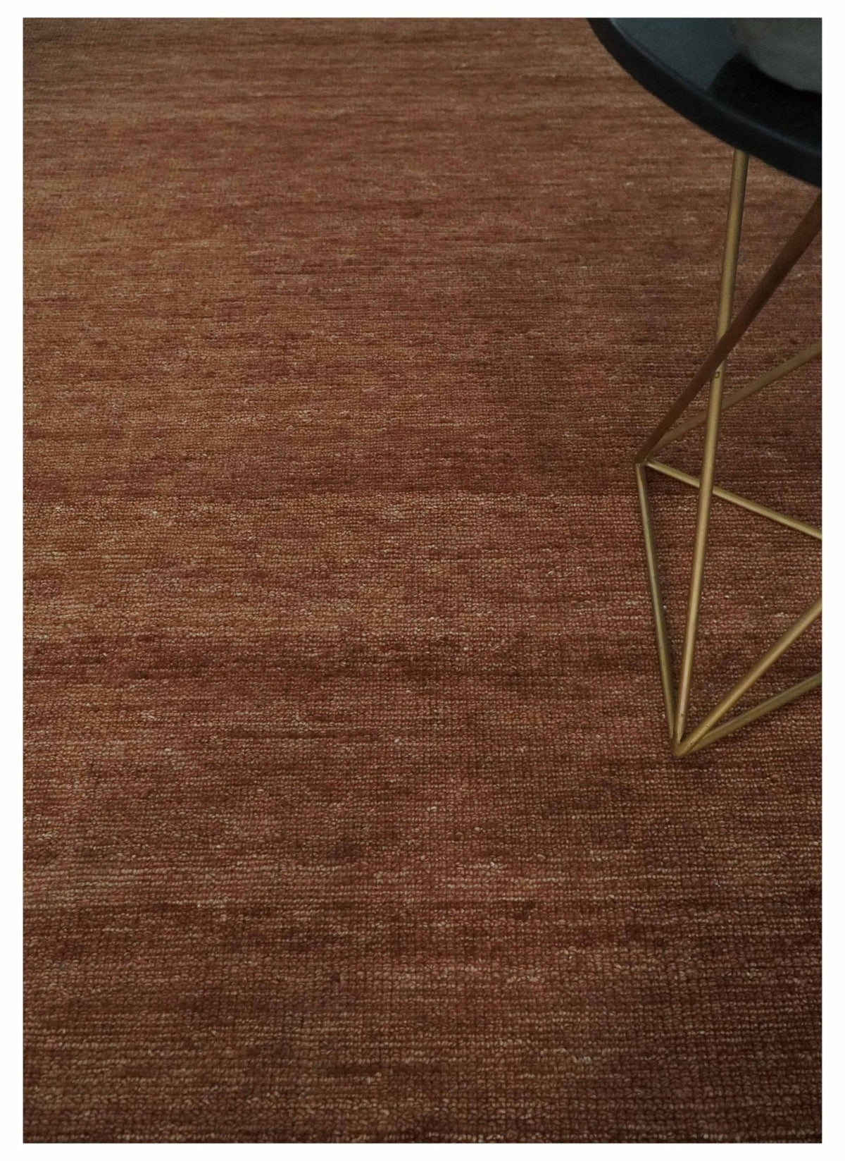 Brick Red Hand Knotted Wool Area Rug - Solid Contemporary Style, photo 2 of 10